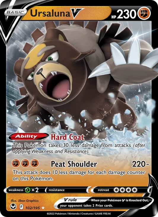 Ursaluna V Holo 102/195 Silver Tempest Pokémon Card