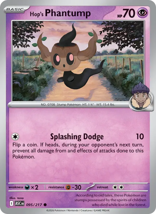 Hop's Phantump Reverse Holo 095/217 Ascended Heroes Pokémon Card