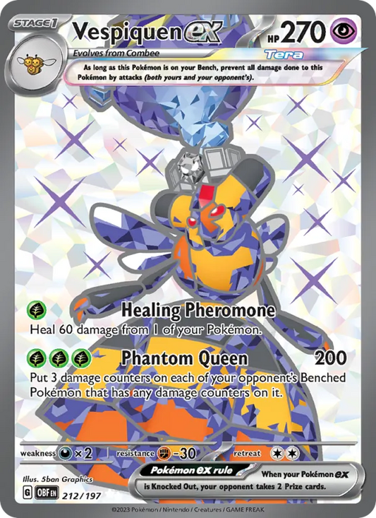 Vespiquen ex Holo 212/197 Obsidian Flames Pokémon Card