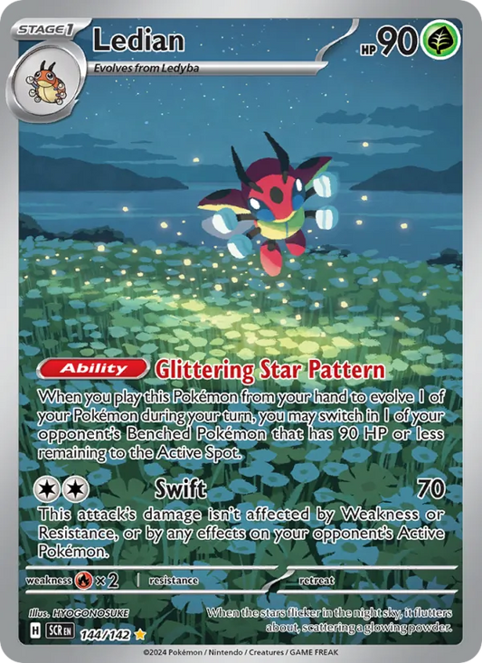 Ledian Holo 144/142 Stellar Crown Pokémon Card