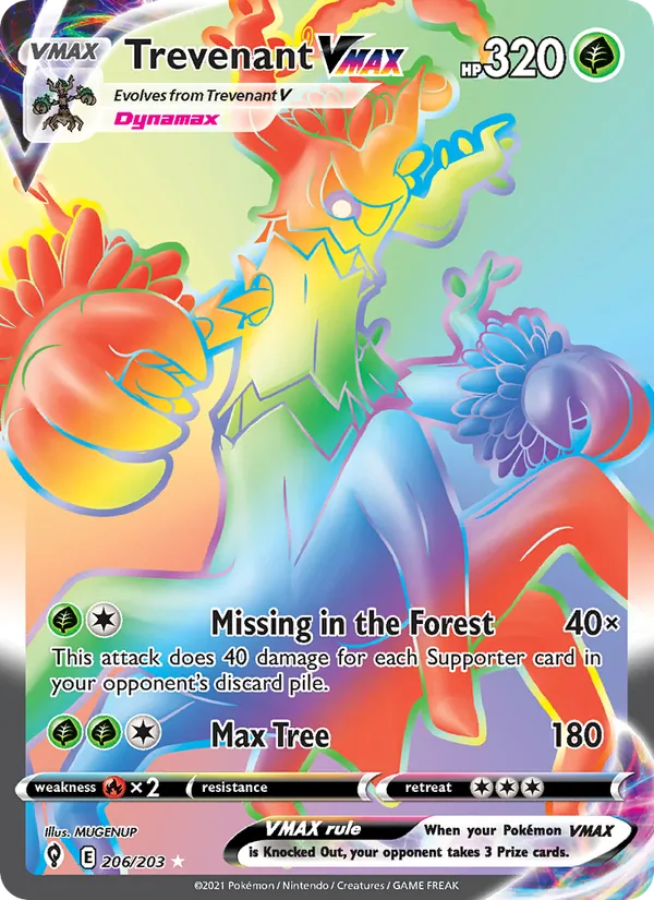 Trevenant VMAX Holo 206/203 Evolving Skies Pokémon Card