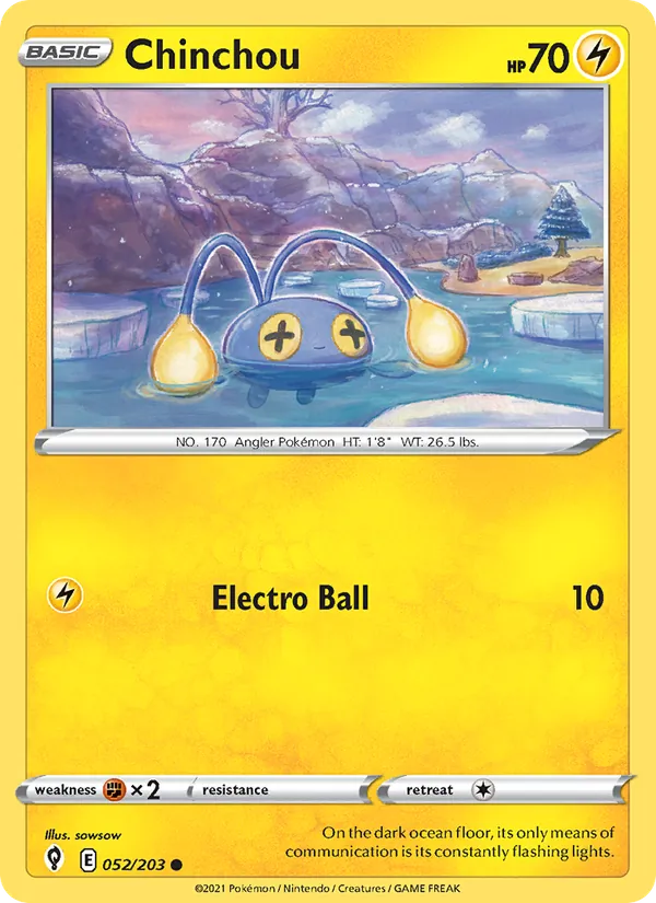 Chinchou Reverse Holo 052/203 Evolving Skies Pokémon Card