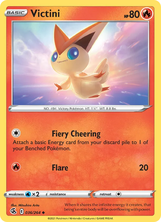 Victini Reverse Holo 036/264 Fusion Strike Pokémon Card
