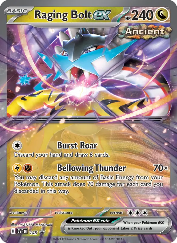 Raging Bolt ex Non-Foil 145/225 SVP Black Star Promos Pokémon Card