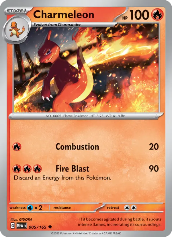 Charmeleon Reverse Holo 005/165 151 Pokémon Card