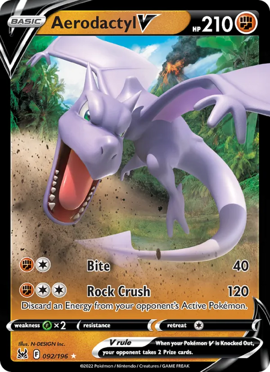 Aerodactyl V Holo 092/196 Lost Origin Pokémon Card