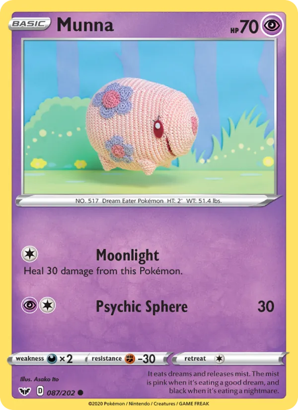 Munna Reverse Holo 087/202 Sword & Shield Pokémon Card