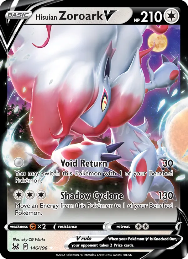 Hisuian Zoroark V Holo 146/196 Lost Origin Pokémon Card