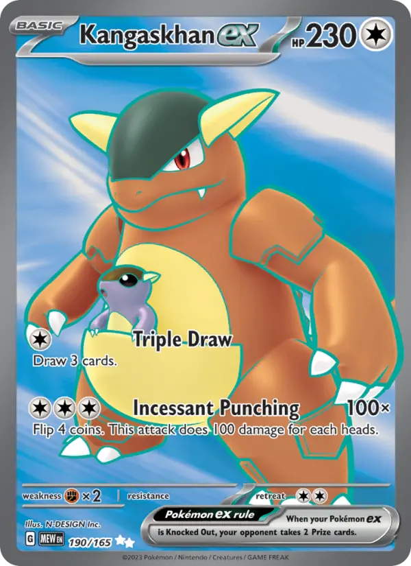 Kangaskhan ex Holo 190/165 151 Pokémon Card
