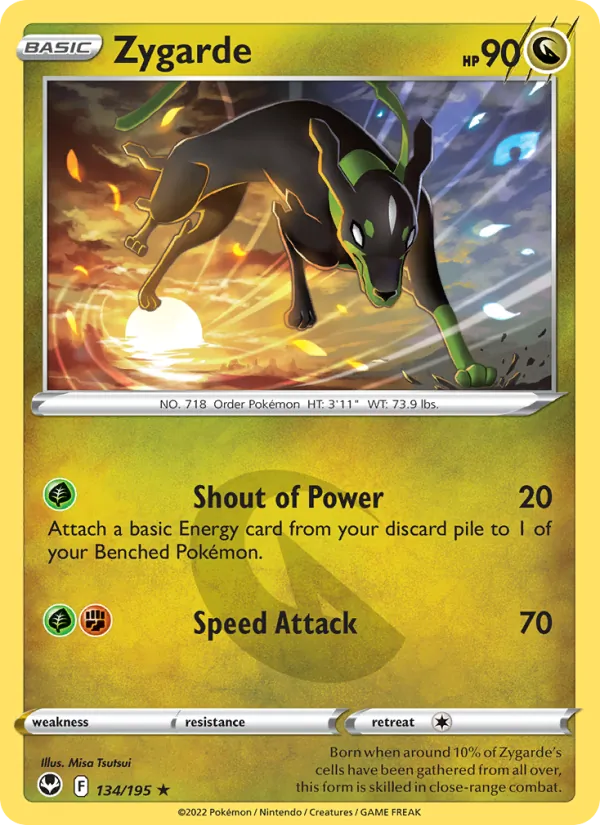 Zygarde Reverse Holo 134/195 Silver Tempest Pokémon Card