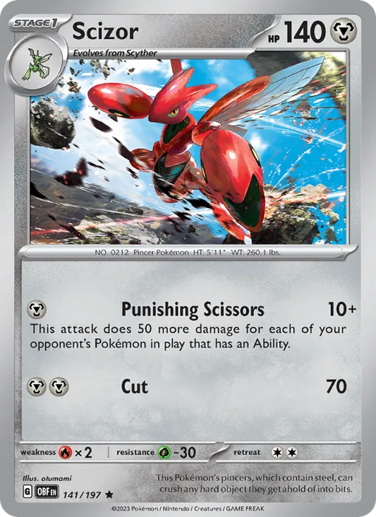 Scizor Holo 141/197 Obsidian Flames Pokémon Card