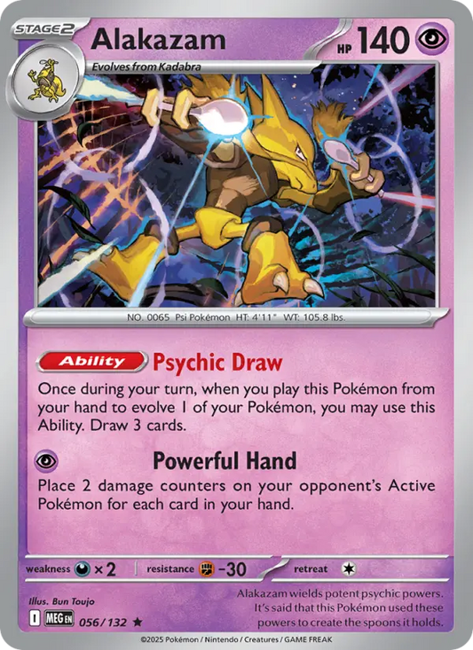 Alakazam Reverse Holo 056/132 Mega Evolution Pokémon Card