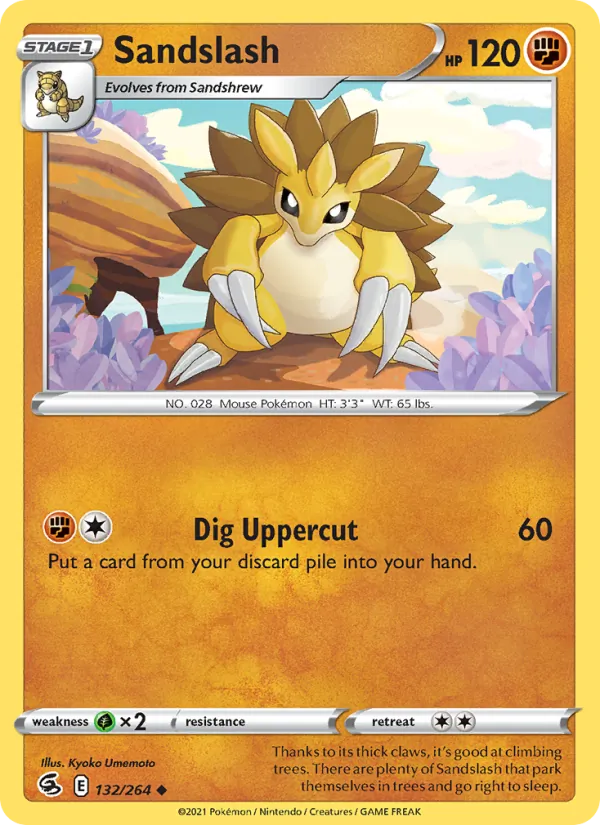 Sandslash Reverse Holo 132/264 Fusion Strike Pokémon Card