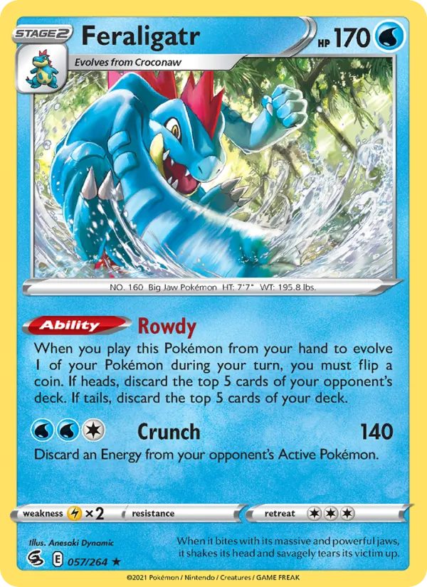 Feraligatr Reverse Holo 057/264 Fusion Strike Pokémon Card