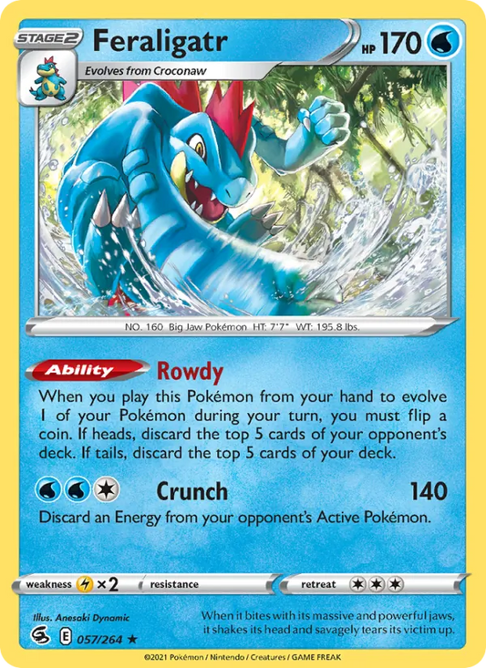 Feraligatr Reverse Holo 057/264 Fusion Strike Pokémon Card