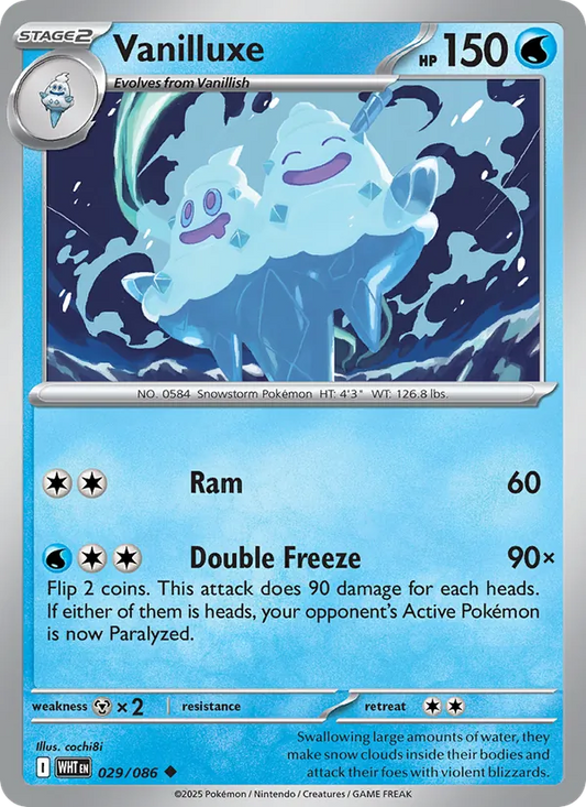 Vanilluxe Normal 029/86 White Flare Pokémon Card