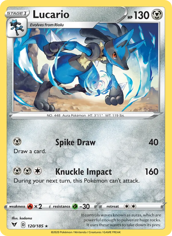 Lucario Reverse Holo 120/185 Vivid Voltage Pokémon Card