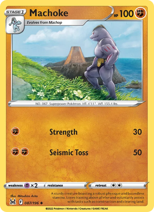Machoke Reverse Holo 087/196 Lost Origin Pokémon Card