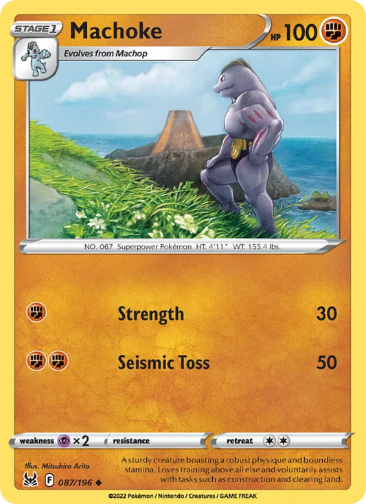 Machoke Reverse Holo 087/196 Lost Origin Pokémon Card