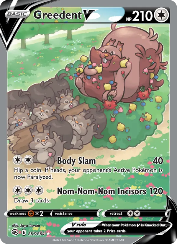 Greedent V Holo 257/264 Fusion Strike Pokémon Card