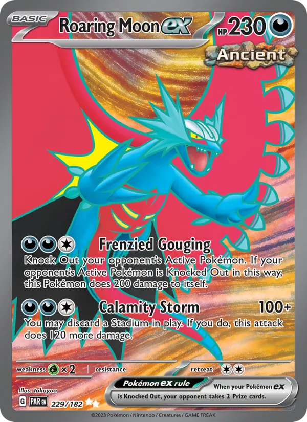 Roaring Moon ex Holo 229/182 Paradox Rift Pokémon Card