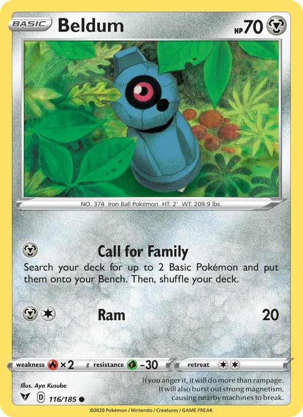 Beldum Reverse Holo 116/185 Vivid Voltage Pokémon Card