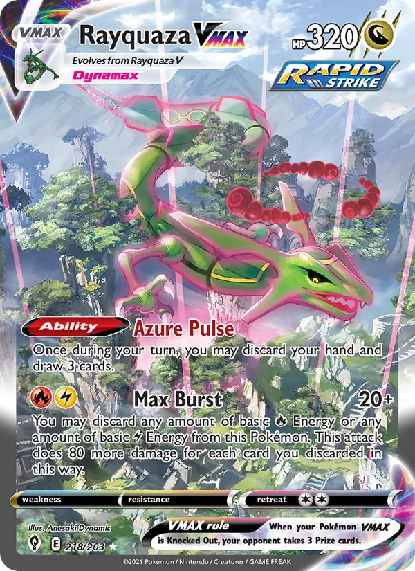 Rayquaza VMAX Holo 218/203 Evolving Skies Pokémon Card