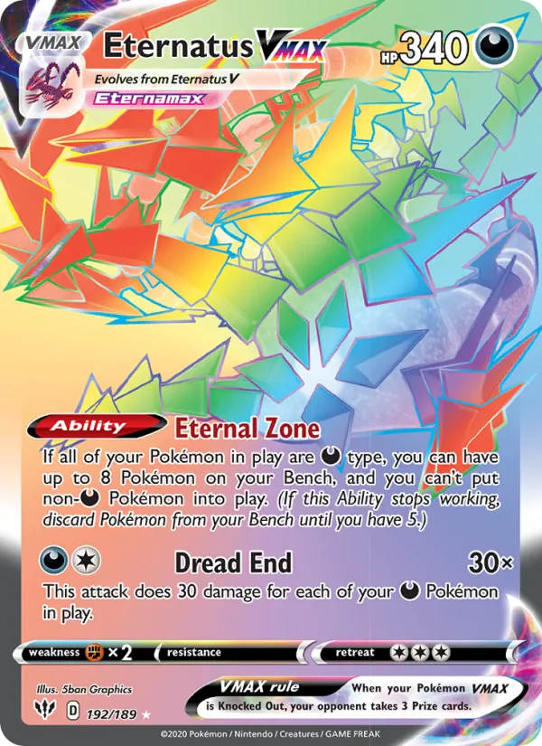 Eternatus VMAX Holo 192/189 Darkness Ablaze Pokémon Card