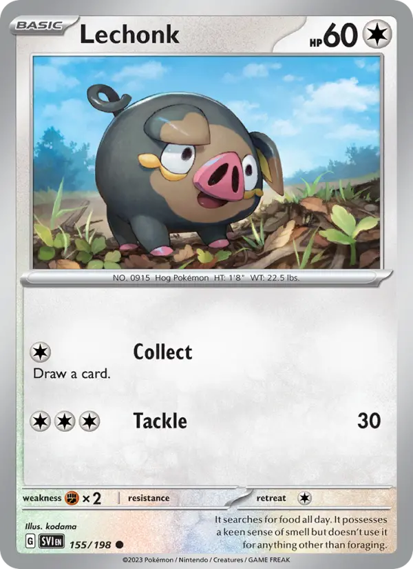 Lechonk Non-Foil 155/198 Scarlet & Violet Pokémon Card