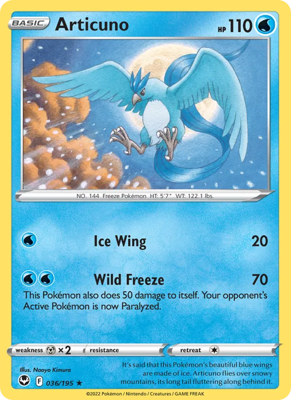 Articuno Reverse Holo 036/195 Silver Tempest Pokémon Card