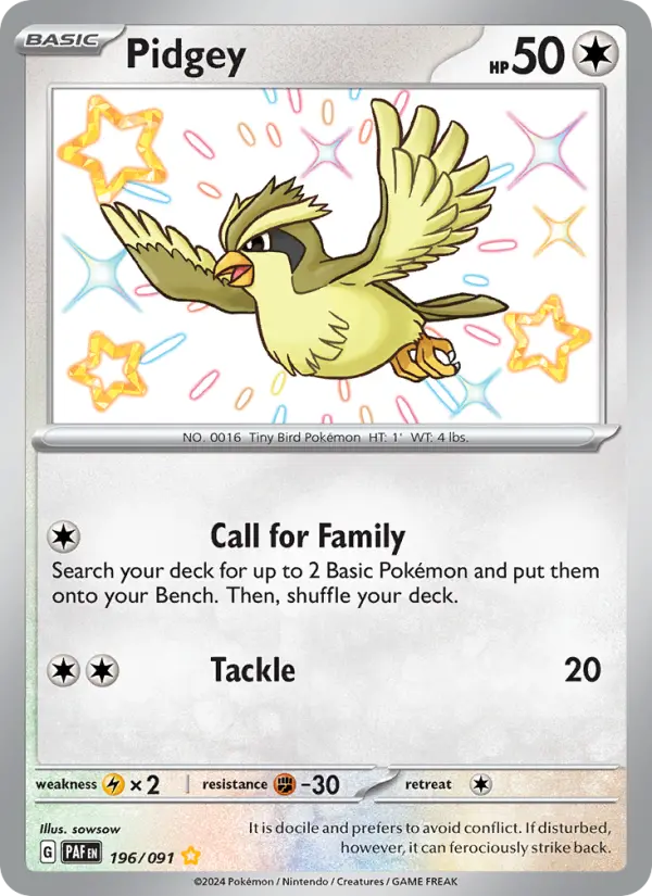 Pidgey Holo 196/91 Paldean Fates Pokémon Card