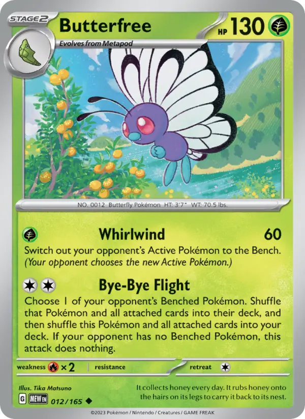 Butterfree Reverse Holo 012/165 151 Pokémon Card