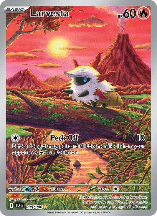 Larvesta Holo 099/86 Black Bolt Pokémon Card