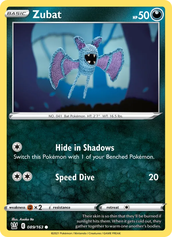 Zubat Reverse Holo 089/163 Battle Styles Pokémon Card