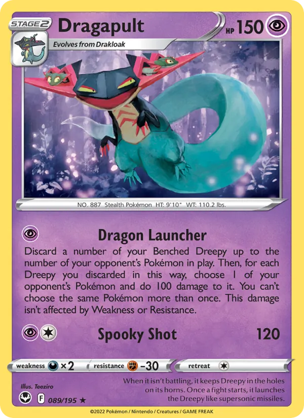 Dragapult Reverse Holo 089/195 Silver Tempest Pokémon Card