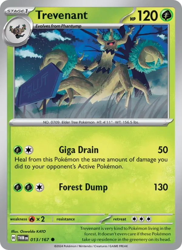 Trevenant Reverse Holo 013/167 Twilight Masquerade Pokémon Card