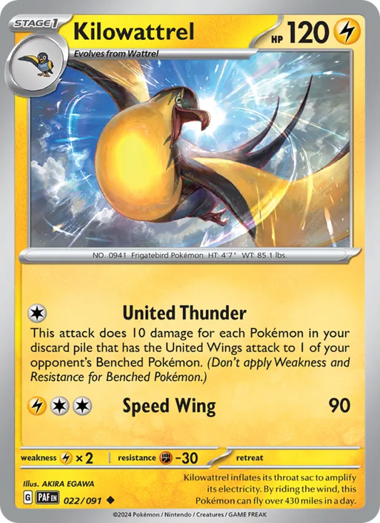 Kilowattrel Normal 022/91 Paldean Fates Pokémon Card