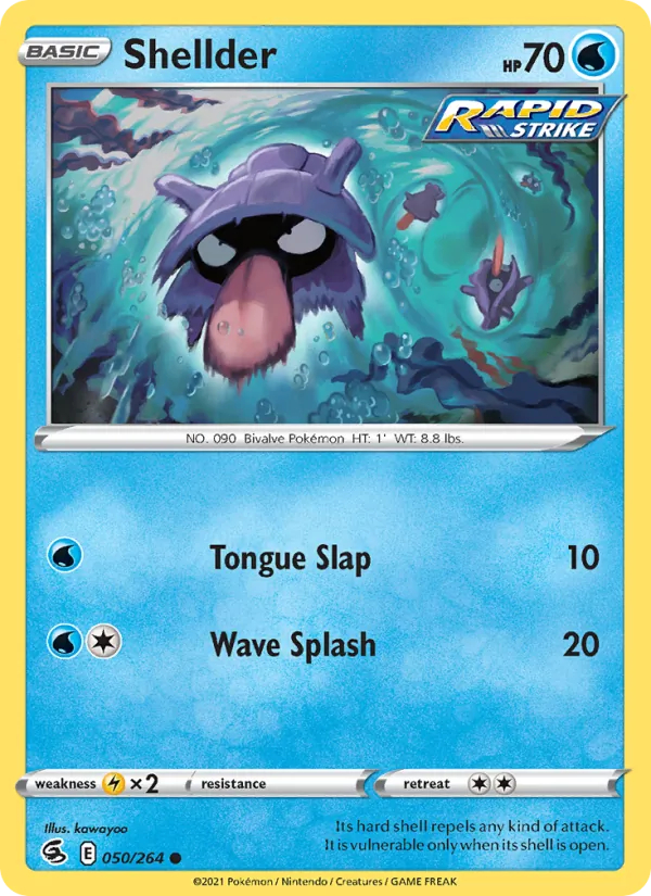 Shellder Reverse Holo 050/264 Fusion Strike Pokémon Card