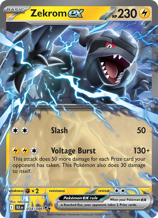 Zekrom ex Holo 034/86 Black Bolt Pokémon Card