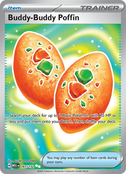Buddy-Buddy Poffin Holo 167/132 Mega Evolution Pokémon Card
