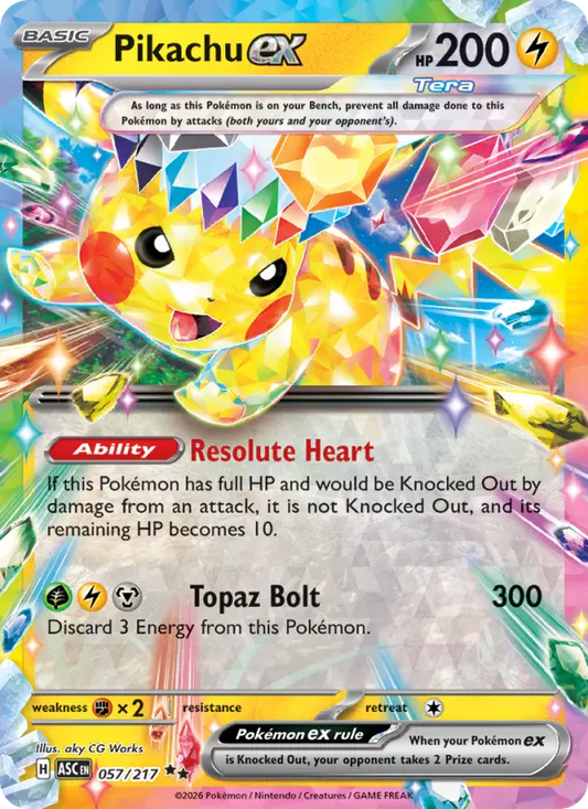 Pikachu ex Holo 057/217 Ascended Heroes Pokémon Card