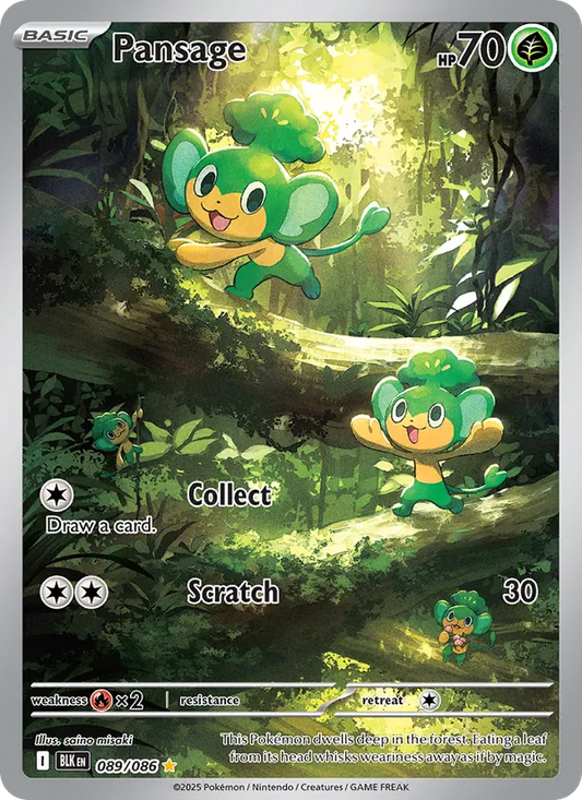 Pansage Holo 089/86 Black Bolt Pokémon Card