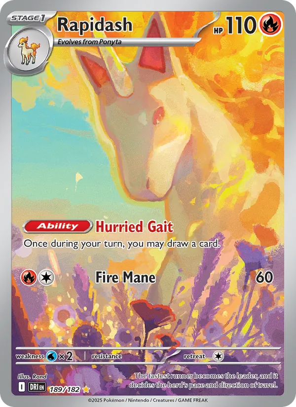 Rapidash Holo 189/182 Destined Rivals Pokémon Card