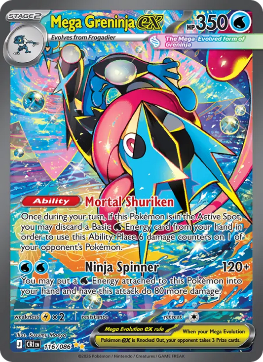 Mega Greninja ex Non-Foil 116/86 Chaos Rising Pokémon Card