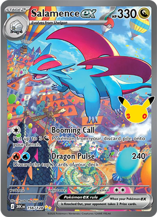 Salamence ex Normal 156/128 30th Celebration Pokémon Card