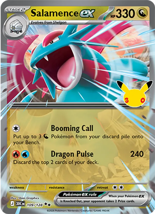 Salamence ex Normal 109/128 30th Celebration Pokémon Card