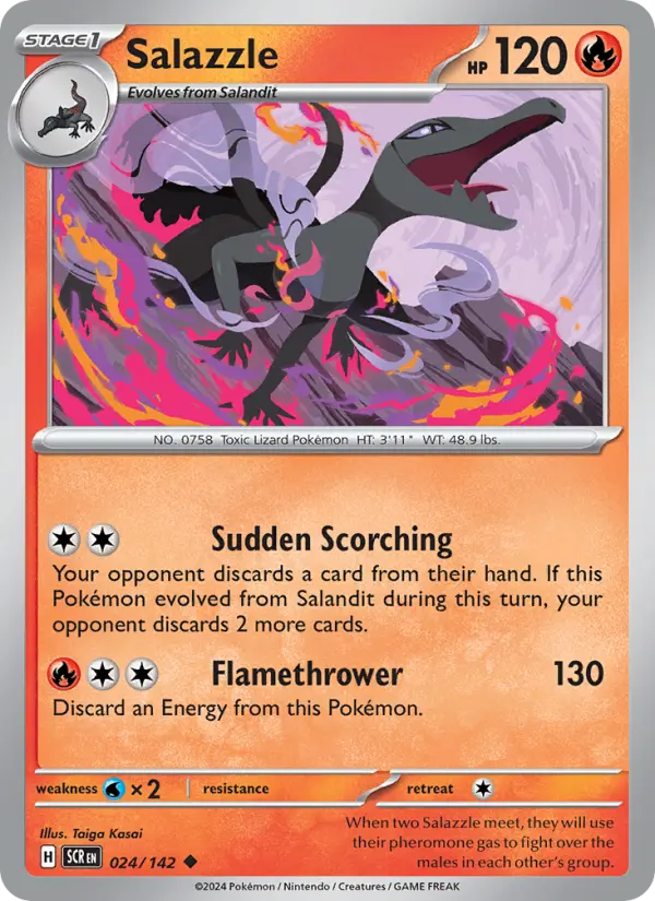Salazzle Reverse Holo 024/142 Stellar Crown Pokémon Card