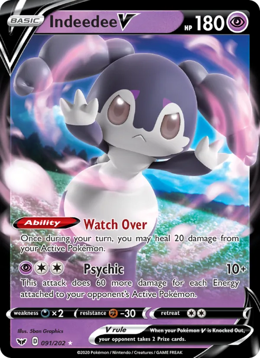Indeedee V Holo 091/202 Sword & Shield Pokémon Card