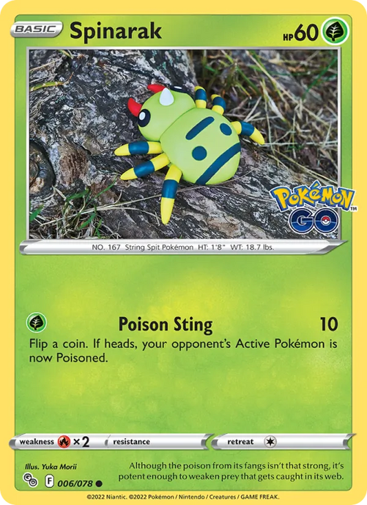 Spinarak Reverse Holo 006/78 Pokémon GO Pokémon Card
