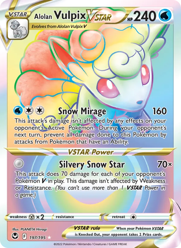Alolan Vulpix VSTAR Holo 197/195 Silver Tempest Pokémon Card